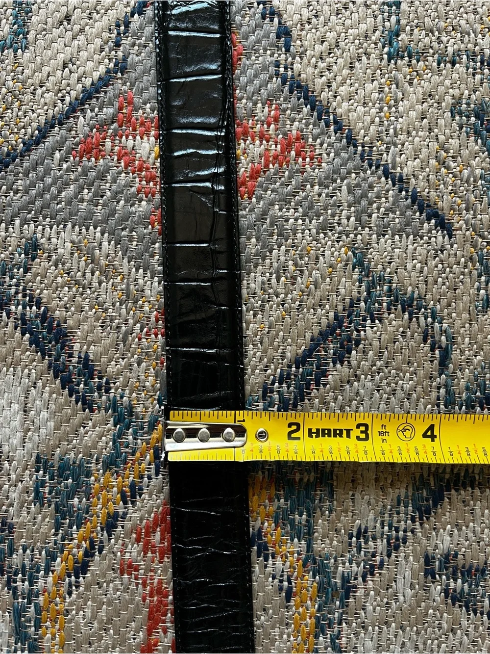 Men's Black Croc-Embossed Leather Belt with Gold Buckle UNBRANDED